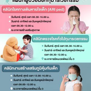 ประชาสัมพันธ์ : การให้บริการแผนกผู้ป่วยนอกกุมารเวชกรรม