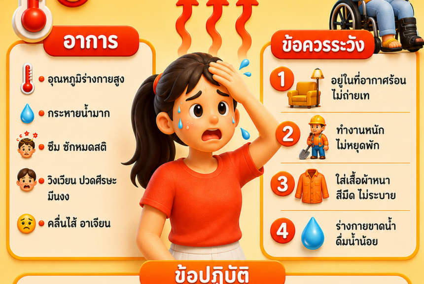 📢ประชาสัมพันธ์ : อากาศร้อนจัด ระวัง “โรคลมแดด (Heat Stroke)”